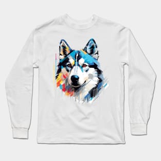 Husky Dog Pet World Animal Lover Furry Friend Abstract Long Sleeve T-Shirt